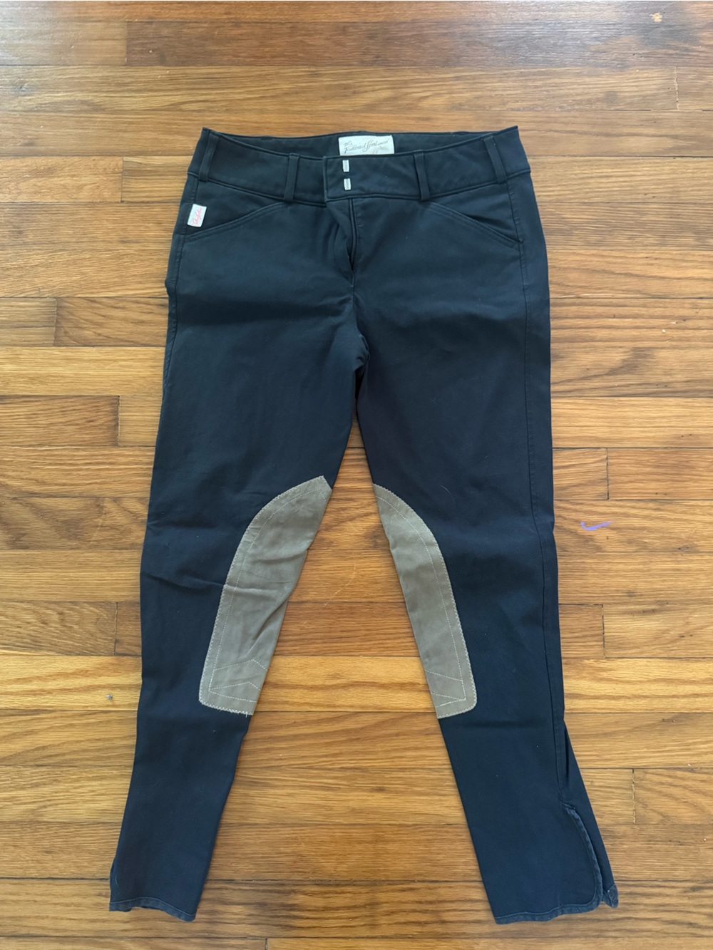 Tailored Sportsman Trophy Hunter Black Riding Breeches with Brown Knee Patches
